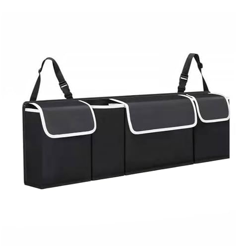 ASelected Boot Organiser 90x25x12CM Storage With Adjustable Straps for SUV Collapsible Multi Compartment Trunk Organiser Waterproof PVC, Boot Tidy, Space Saving (Black)