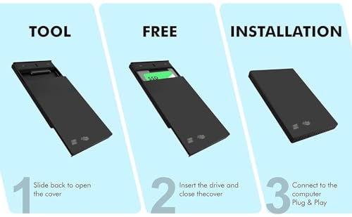 Image of 2.5 Inch SATA USB 3.0 HDD /SSD Portable External Enclosure for 7mm and 9.5mm, Tool-Free Design, Supports UASP Max 6TB