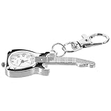 Ornamento para colgar de guitarra: retro de bolsillo retro, mini portátil, a sus familias, les encantará este reloj de bolsillo, llavero único