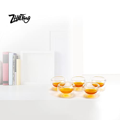 Zhmtang Double-Walled Borosilicate Glass Tiny Teacups Each Holds 2 Oz／60Ml (10 Pcs) #TOP4
