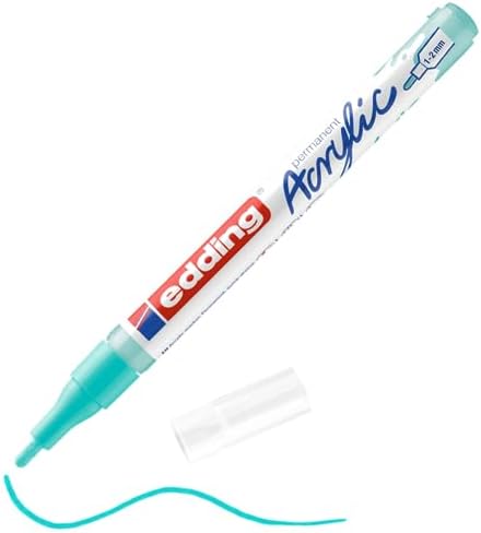 edding 5300 marker akrylowy cienki - niebieski pastel - 1 marker akrylowy wodoodporny - cienka okrągła końcówka 1-2mm - markery akrylowe do rysowania na płótnie, papierze i drewnie - do kamyczków