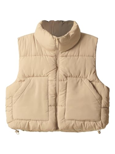 Design by Olivia Women's Cropped Puffer Vest Lightweight Sleeveless Warm Outerwear Padded Crop Vests
