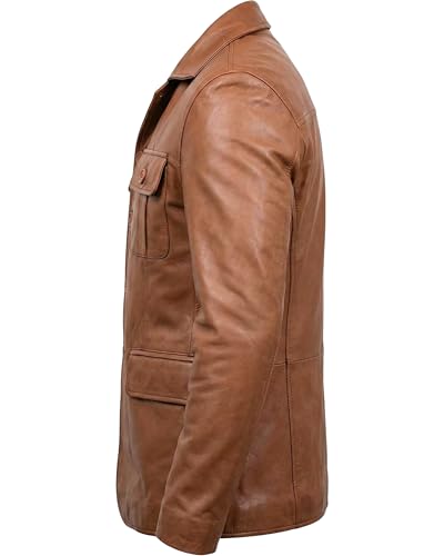 Image of Men's Leather Blazer - Lambskin Leather Blazer Men Genuine Leather Jacket Blazers - Men's Real Leather Sport Coat