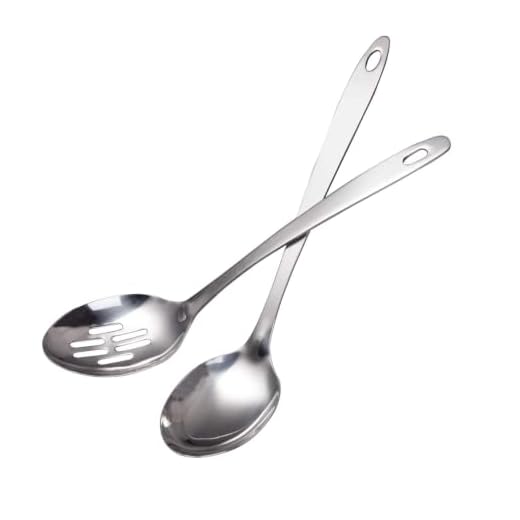 IMEEA Cooking Spoon Stainless Steel Large Serving Spoon Slotted Spoons for Cooking 12.8-Inch, Set of 2