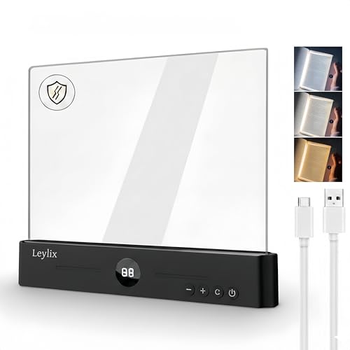 Leylix LED Flat Book Light for Reading at Night in Bed Black