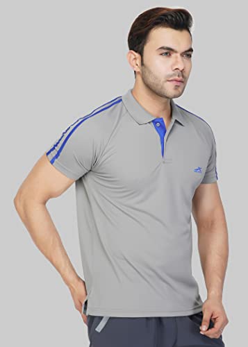 Image of Vector X Solid Men's Polo Neck Grey T-Shirt