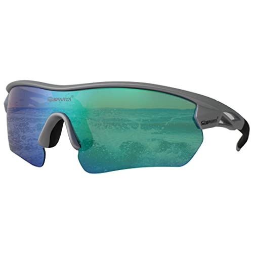 OUTDOORSPARTA Sports Sunglasses(6. Silver Black Frame, Full Lens Green), 6. Silver Black Frame, Full Lens Mirorred Green