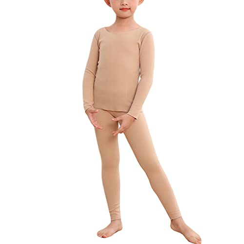 Girls Thermal Underwear Set Crew Neck Fleece Lined Ballet Dance Leotard Undergarments2