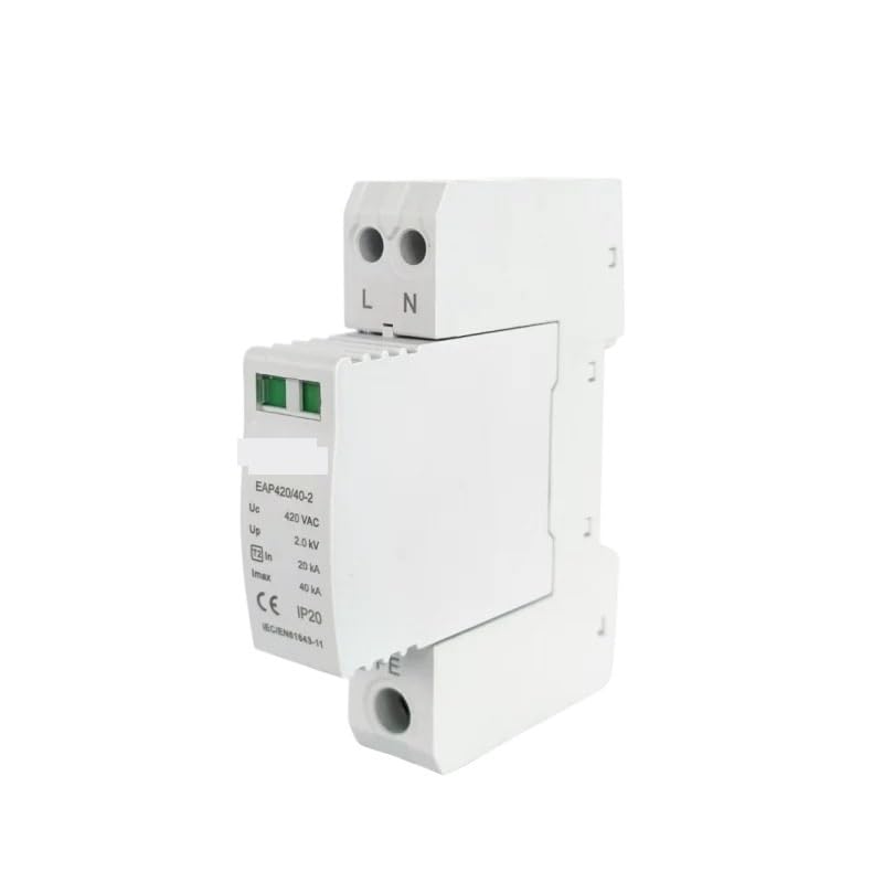 1P+N 18mm SPD 20~40KA Surge Protector Lightning Protection AC 220V Low-Voltage Arrester Device AC275V-420V SPD(2P,320V)