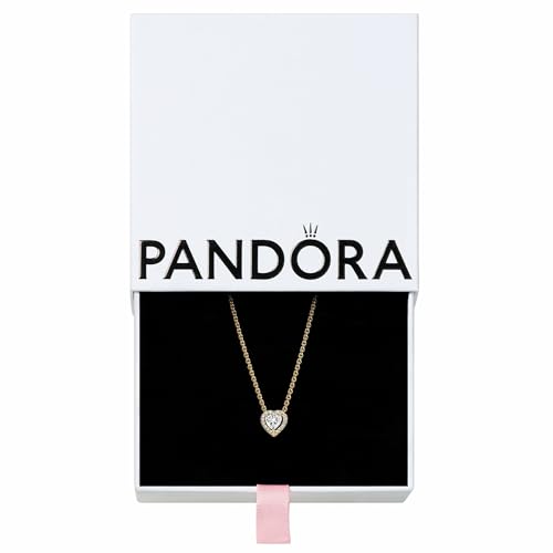 PANDORA Timeless Sparkling Heart Collier Necklace - Gift for Her Shine 14k Gold-Plated Necklace with Cubic Zirconia - With Gift Box - 17.7