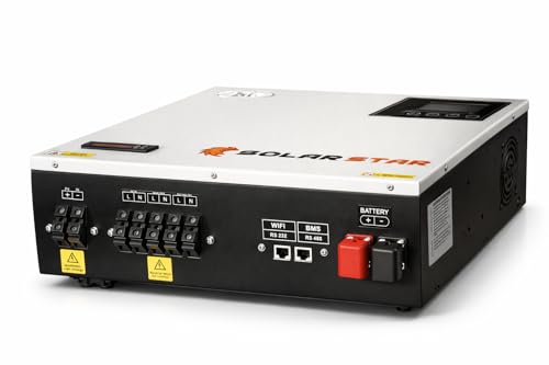 Image of MuscleGrid Solar Star 6.2kW Hybrid Solar Inverter, 48V DC, Pure Sine Wave, Smart Temperature Control, WiFi + Bluetooth Monitoring, Supports Lithium & Lead Acid Batteries