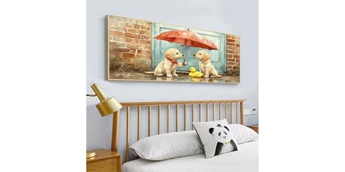Broderie diamant chiots et parapluie kit complet 100x200cm C433 - 2