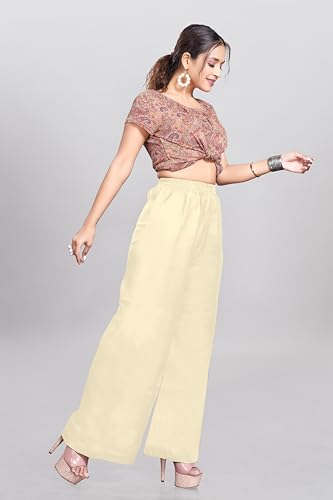 Image of Palazzo Pants for Women | Premium Rayon Cotton | Elastic Waist, Solid Color, Stylish Wide-Leg | Comfortable High-Waisted Palazzo for All Occasions