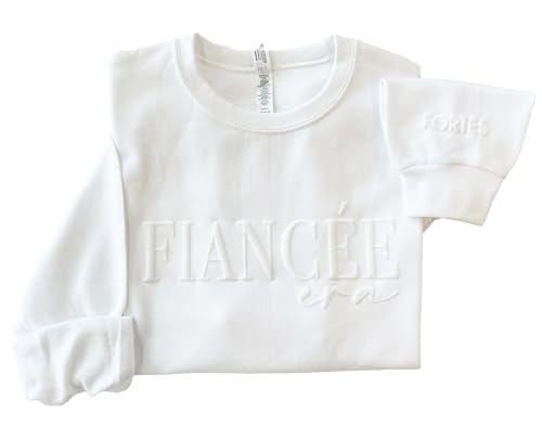 Up2ournecksinfabric - Engagement Gift - Fiance Sweatshirt - Newly Engaged - Fiancee Era - Custom Fiancee Shirt - Custom Engagement White