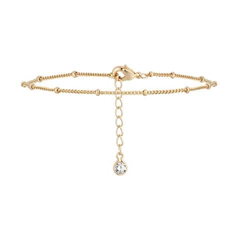 Gold Satellite Bracelet,Women 14k Gold Plated Cute Simple Beads Dainty Link Chain Bracelet Minimal Jewelry Cover