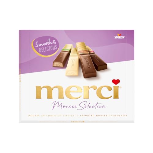 merci Finest Selection Mousse au Chocolat Vielfalt 1 x 210 g Erlesene Mousse-Schokoladen-Spezialitäten Gefüllte und nicht gefüllte Pralinen