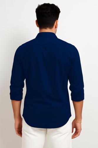 Image of Men's Casual Cotton Blend Shirt | Regular Fit | Full Sleeve | Solid Design