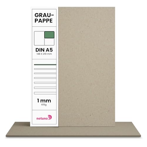 Netuno 20 fogli cartone grigio per rilegatura formato A5 14,8 x 21 cm spessore 1 mm 615g cartoncino grigio liscio per rilegatura bricolage lavoro di cartonaggio scrapbooking rilegature libri