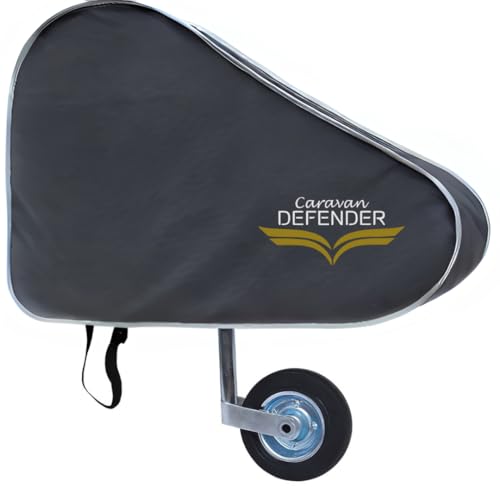 Caravan Defender Tow Hitch Cover | Universal Waterproof Trailer Hitch Protector with Straps Towing Accessory for Caravans and Trailers (Dark/Silver Trim)