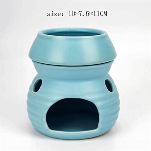 Keramik-Aromatherapie-Brenner, ätherisches Öl, Lampe, Hotel, Salon, Zuhause, Innenbereich, Kerze, Aromaofen, Dekor (Farbe: Blau, Größe: 10 x 7,5 x 11 cm)