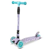KIDWELL Vento Kinderroller ab 3 Jahren, Scooter mit 3 Rädern und LED-Rädern, höhenverstellbarer Lenker, klappbarer Balance Roller mit ABEC-7 Kugellagern (Kitty)