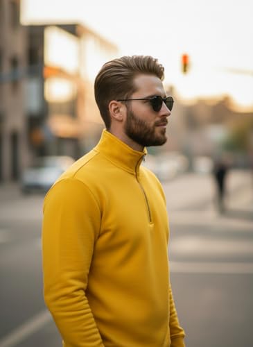 Image of Mack Jonney Men's Fleece Half-Zip High Neck Sweatshirt | Warm & Stylish Winter Wear -JM4380