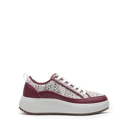 DREAM PAIRS Women Platform Chunky Lightweight Comfortable Casual Lace-Up Sky Walking Fashion Sneakers,Size 7,Burgundy,SDFN2415W