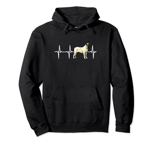 Mastiff Heartbeat Love My Dog Pullover Hoodie, Black