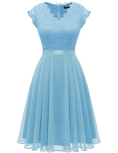 Image of Dressystar Women's V Neck Sleeveless Lace Bridesmaid Dress Wedding Party Gown