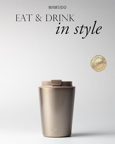 MAMEIDO Insulated Coffee Cup, Travel Mug 350 ml, Leakproof Coffee Flask BPA-Free, Tumbler for Hot & Cold Drinks (Rosé Quartz)