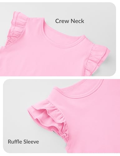 Witwot 3 Pack Toddler Girl Shirts Cotton Baby Girls Ruffle Sleeve Tee Cute Blouse Tops Size 2T - 7Years4