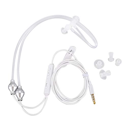 TOOGOO Auriculares biauriculares Anti radiacion Auriculares Estereo con microfono Universal 3.5mm Auriculares acusticos de Tubo de Aire con cancelacion de Ruido