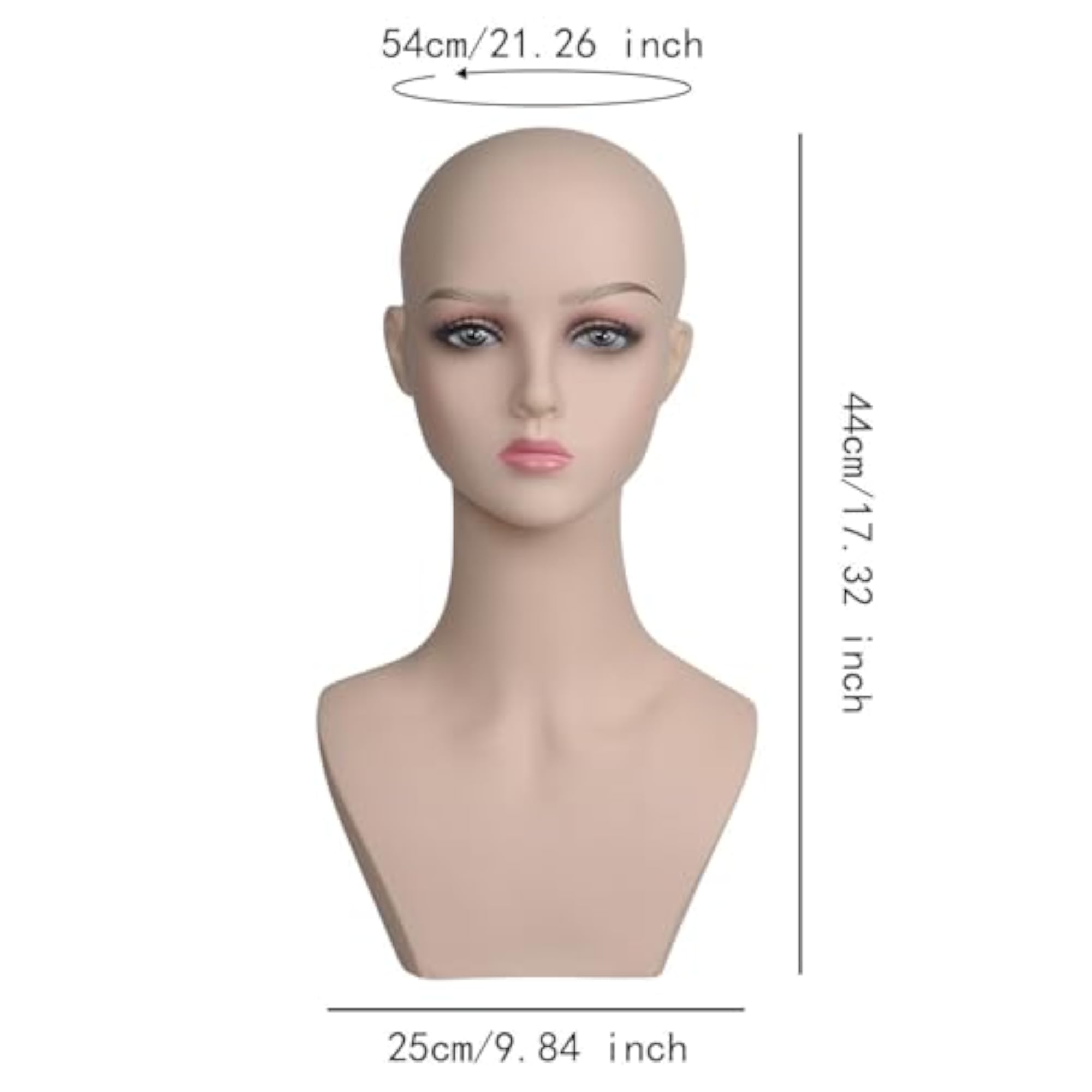 Realistic Mannequin Head for Wigs and Glasses, Pink