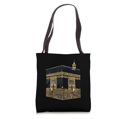 Bolso tote con diseño islámico de la Meca y la Kaaba para peregrinación Hajj y Umrah, expresión espiritual y de fe miniatura 1