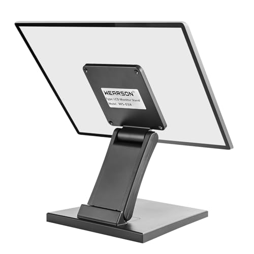 VESA Folding Flat Monitor Stand - Desktop Adjustable Heavy Duty Low Profile Monitor Mount