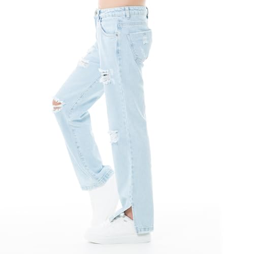Nauty Blue Girls Jeans High Rise Ripped Boyfriend Jean - Teen Jeans For Casual Occasions For Girls 10-12 Years (Small) Light Blue #TOP2