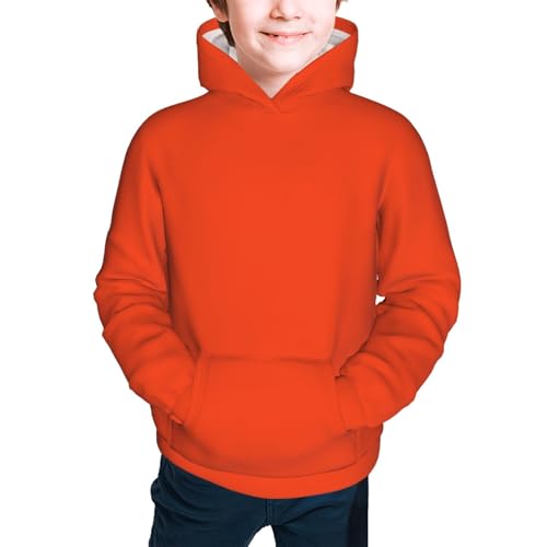 Orange Kid Hoodies Boys Sweatshirts Girls Pullover with Pocket3