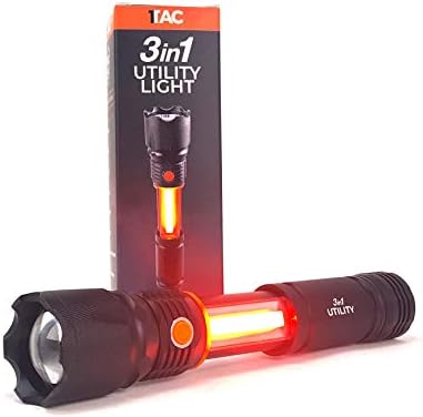 1TAC - 3 in 1 Utility Flashlight | 1200 Lumens with 20 X Zoom | 3 Modes LED Lantern, Emergency SOS Safety Beacon | Slip-Resistant Sleek Design | Magnetic Base | Camping/Outdoors Flashlight
