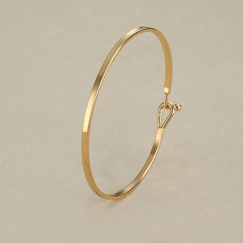 Bangle Bracelets for Women Gold Trendy Dainty Gold Bracelets for Women Simple Delicate Thin Cuff Bangle with Hook Non Tarnish Jewelry Gifts Minimalist Jewelry