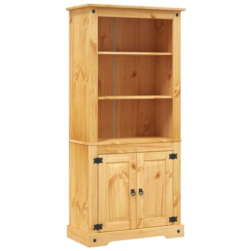 Gecheer Vitrina para libros, corredores, buffet, archivador, vitrina coleccionable, 80 x 40 x 170 cm (largo x ancho x alto), con 3 estantes y 1 armario con 2 estantes, color marrón