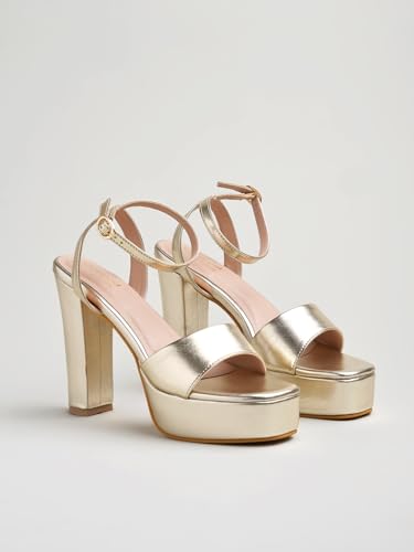 Image of Shoetopia Women's Block Heel Sandals - Platform Party Heels with Ankle Strap | Stylish Dress Sandals for Weddings & Evening