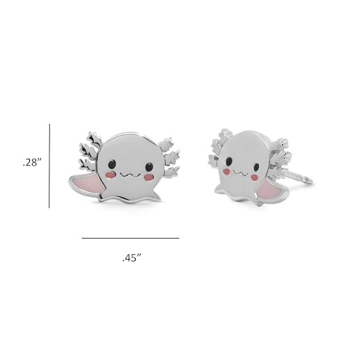 Boma Jewelry Sterling Silver Cute Axolotl Stud Earrings with Hand Painted Enamel4