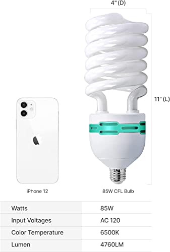 Julius Studio 4 Pack Full Spectrum Light Bulb 85 Watt 6500 Kelvin, Compact Fluorescent Cfl Lighting Bulb For Photo Video Studio, Photography Studio, Jsag329 #TOP4