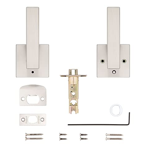 Image of Kwikset Singapore Interior Privacy Door Handle with Lock, Door Lever for Bathroom and Bedroom, Satin Nickel Reversible Keyless Turn Lock, with Microban Protection (Pack of 12)