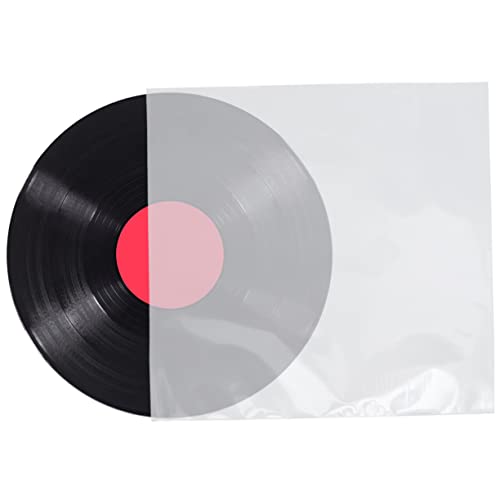 CAXUSD 50個入り 平型オープンバッグ 密封なし 厚手ワイド設計 ビニールレコード保護用スリーブ 透明カバー レコード収納に