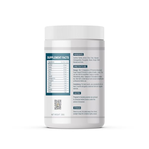 Image of PRIMEVITA Sugar Support Powder 400g | Premium Herbal Wellness Blend with Gudmar, Karela, Jamun, Giloy, Tulsi & Vijaysar | Helps Regulate Sugar Management | Supports Healthy Glucose Levels*