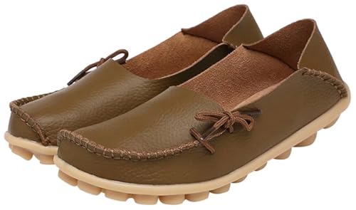 Image of Women's Leather Slipper Loafers Flat Shoes Slip-Ons