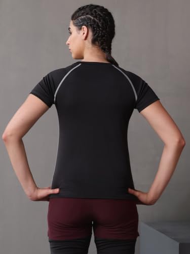 Image of CHKOKKO Women's Compression Gym T-Shirt for Running, Workout, Training, Sports & Activewear | Quick Dry Breathable Stretch Fabric | Body Fit Half Sleeve Athletic Sports Tee for Women
