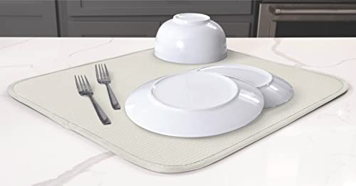 S&T Inc. Absorbent, Reversible Microfiber Dish Drying Mat For Kitchen, 16 Inch X 18 Inch, Cream #TOP2