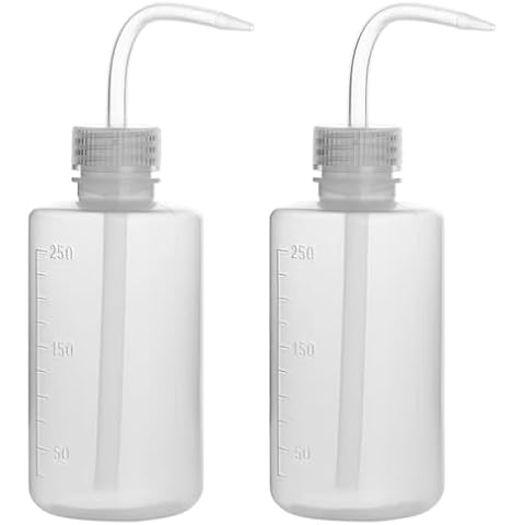 stonylab Chemical Wash Bottle, 2-Pack Plastic Safety Lab Squeeze Wash Bottle, LDPE with Narrow Mouth, 250 ml (8 oz)/2 Bottle Cover